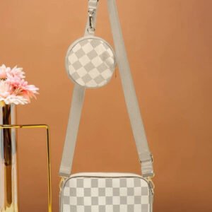 Crossbody Checkered Coin - white