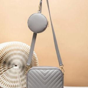 Crossbody Chevron Coin - Grey